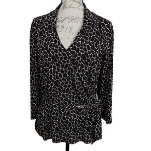 Chico’s | Giraffe Print Faux Wrap Belted Top | Size XL
